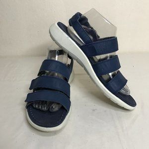 Ecco Danish Design 21852301048 3 Hook & Loop Strap Flat Sandals Women's Sz 10